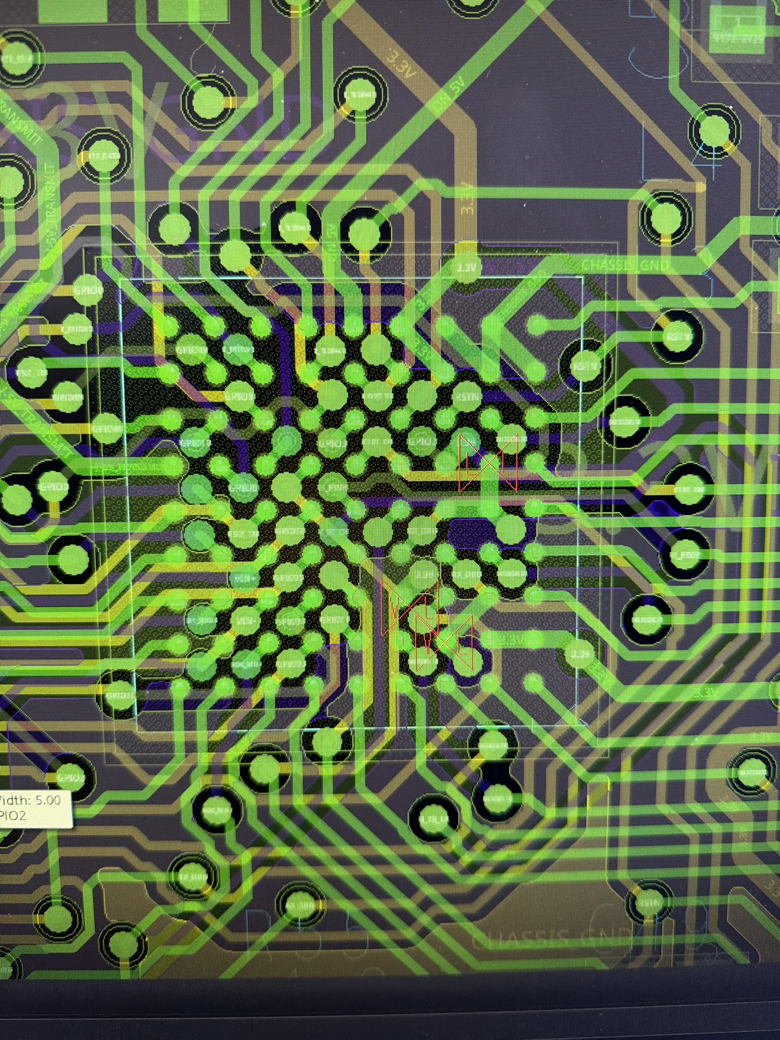 Close-up of the HDI BGA escape pattern