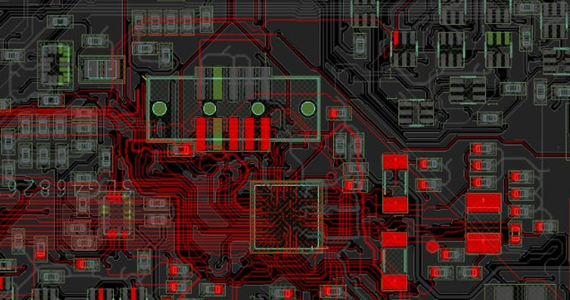 Layout view around the Apollo3 Blue BGA